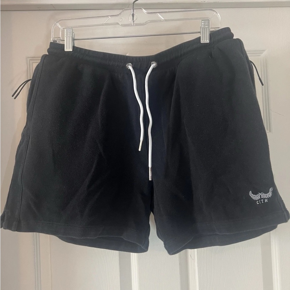 Mens Kith Black Cotton Shorts Size Large Zip Pockets Workout Casual Comfy
